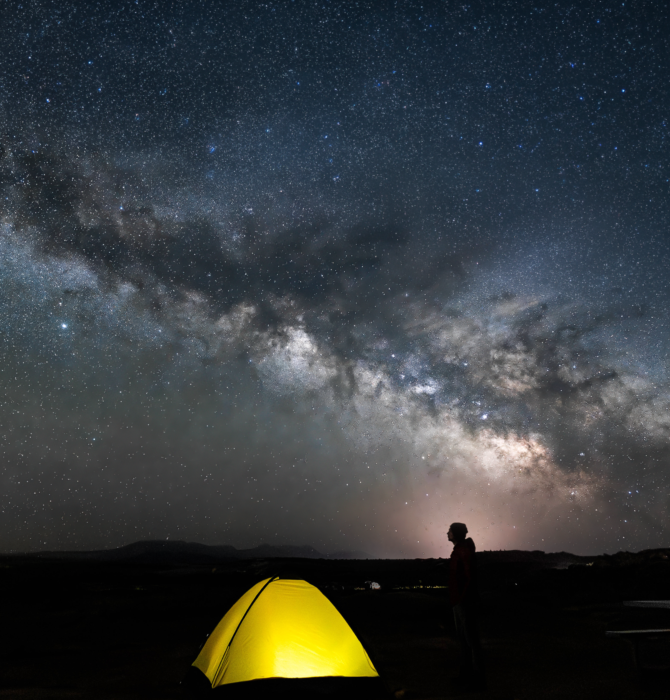 Camping beneath the night sky