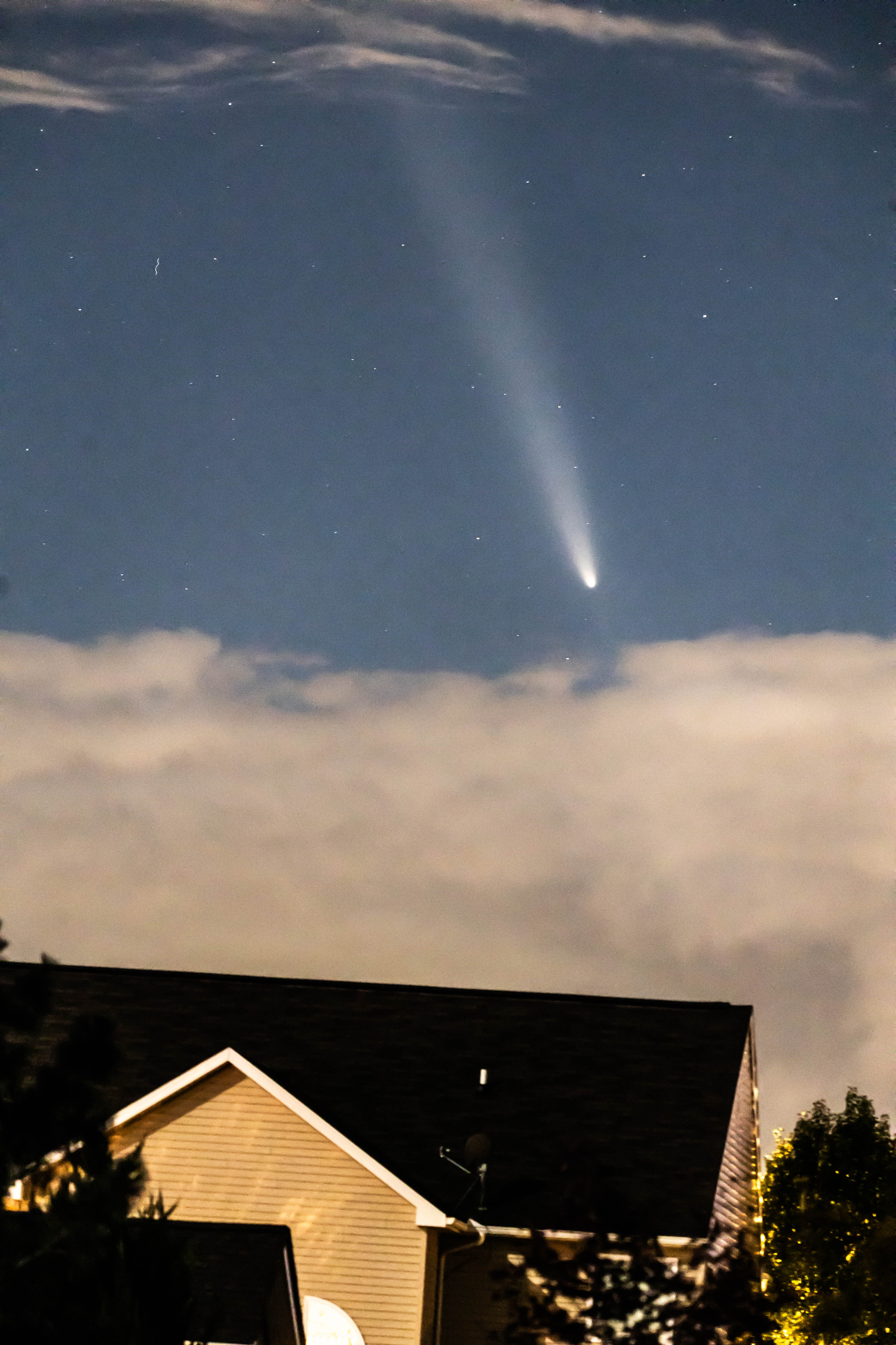 Comet beneath the night sky